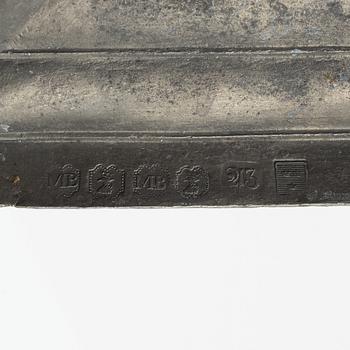 A pair of late Gustavian pewter candlesticks, mark of Magnus Bergman, Malmö 1809.