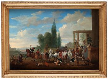 Jan Wyck Attributed to, An elegant hunting party.