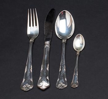 BESTICKUPPSÄTTNING, 6+6+6+6, silver. Köpenhamn. Ca 1050g.