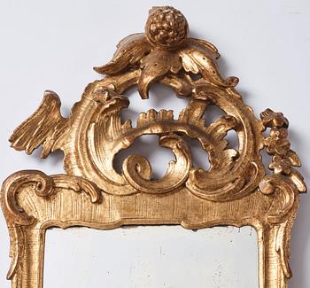 A pair of Danish rococo girandole mirrors.