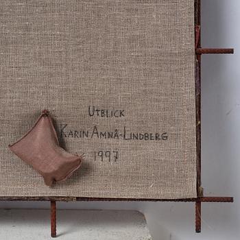 konstverk, "Utblick", blandteknik, ca 97 x 51 cm, på baksidan signerad och daterad 1997.