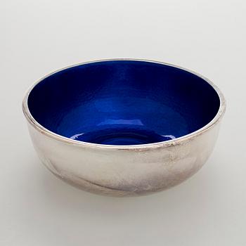 A set of three sterling silver and enamel bowls, maker's mark of A. Tillander, Turku 2005.