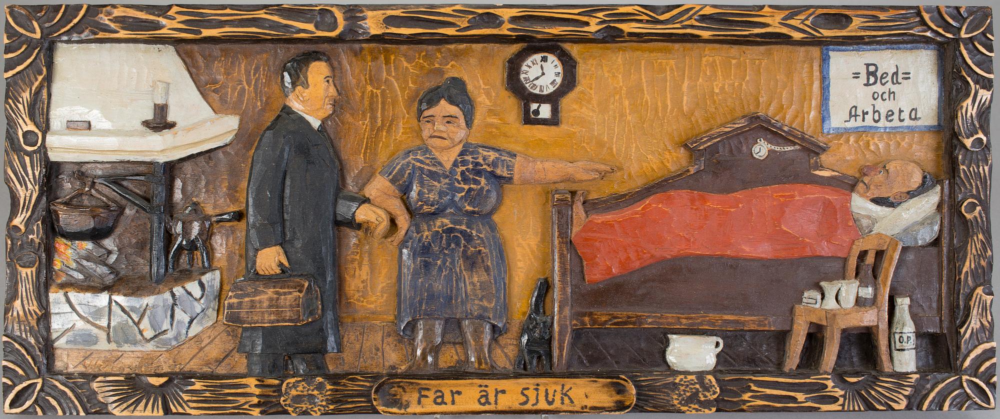 TRÄTAVLA, a tergo signerad i blyerts "W. BERGSTRÖM, Sävjö, 1948.