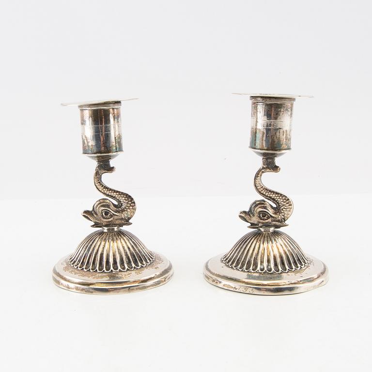 Johan Petter Grönwall ljusstakar ett par silver  Empire Stockholm 1825.