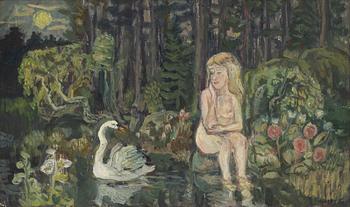 Olle Nordberg, olja på pannå, signerad.