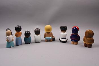 FIGURINER, 8 st, stengods, "All världens barn", Lisa Larson.