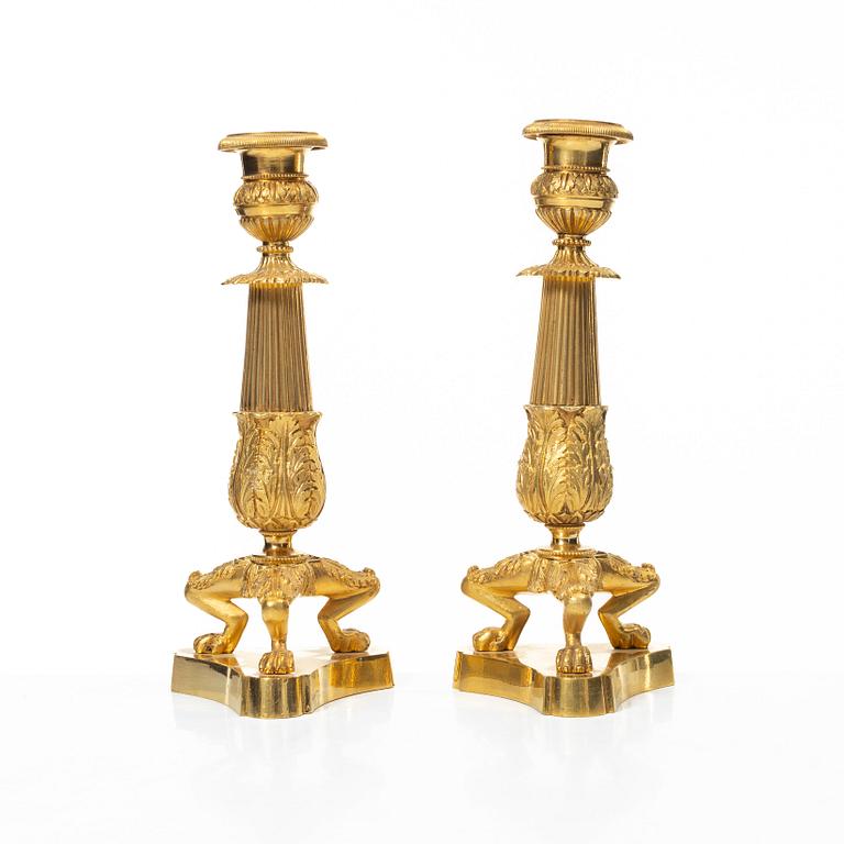 Ljusstakar, ett par, senempire-stil, sent 1800-tal.