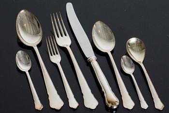 BESTICK, 82 delar, "Chippendale", GAB 1940-50-tal, silver, total vikt inkl knivblad av rostfritt stål ca 3022 g.