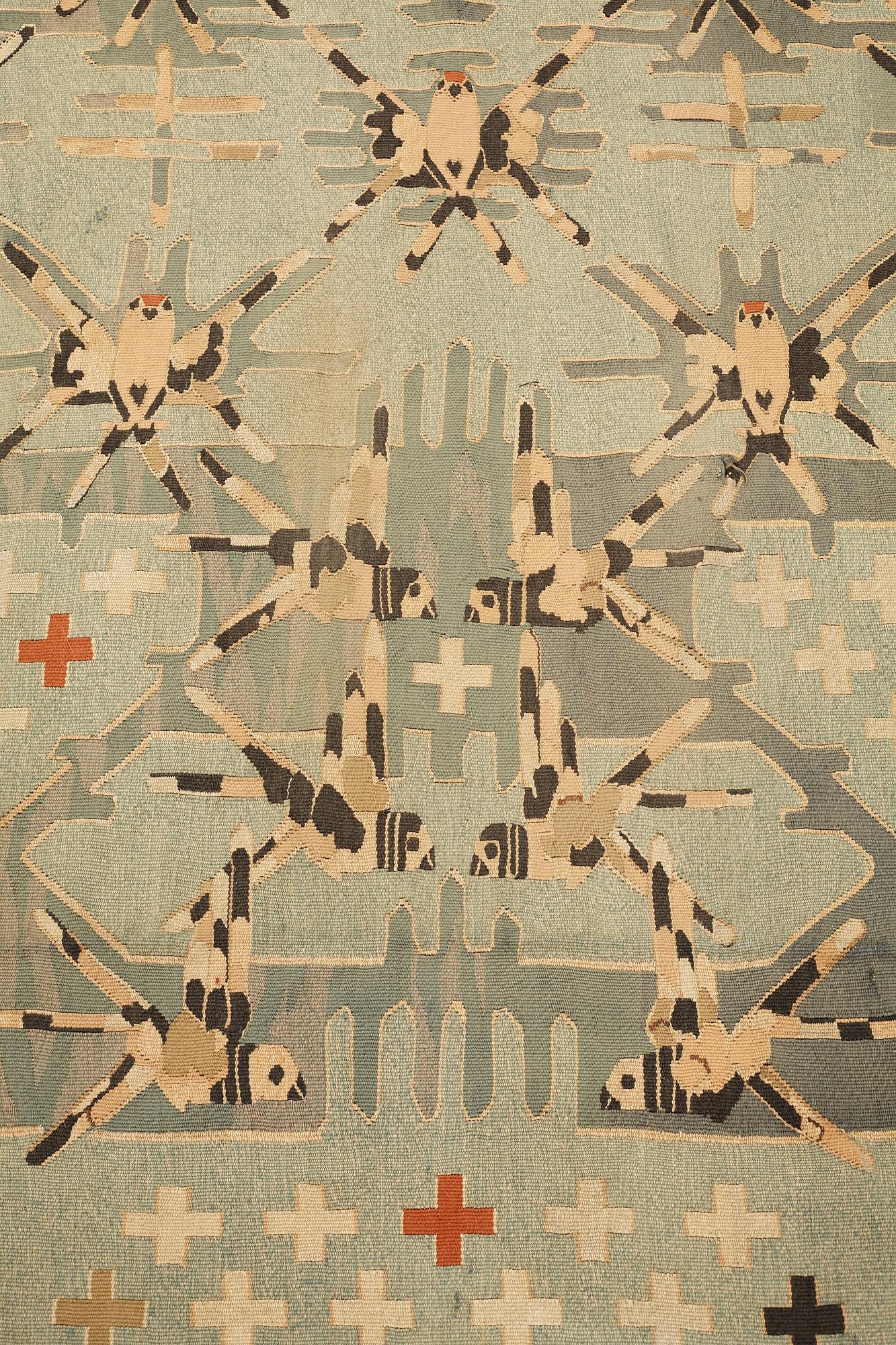 Annie Frykholm, vävd tapet, gobelängteknik ("Hautelissbonad"), ca 252,5-258 x 141-146 cm, signerad NK TG AFm.