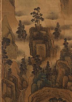 A Chinese scroll painting, ink and colour on silk, signed “蒋桐” Jiang Tong, syclical date jiaxu, 17th/18th century.