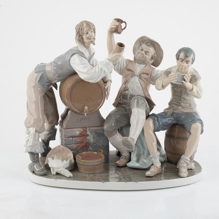 A porcelain figurine, "Happy Tavern Drinkers", Llardo, Spain.