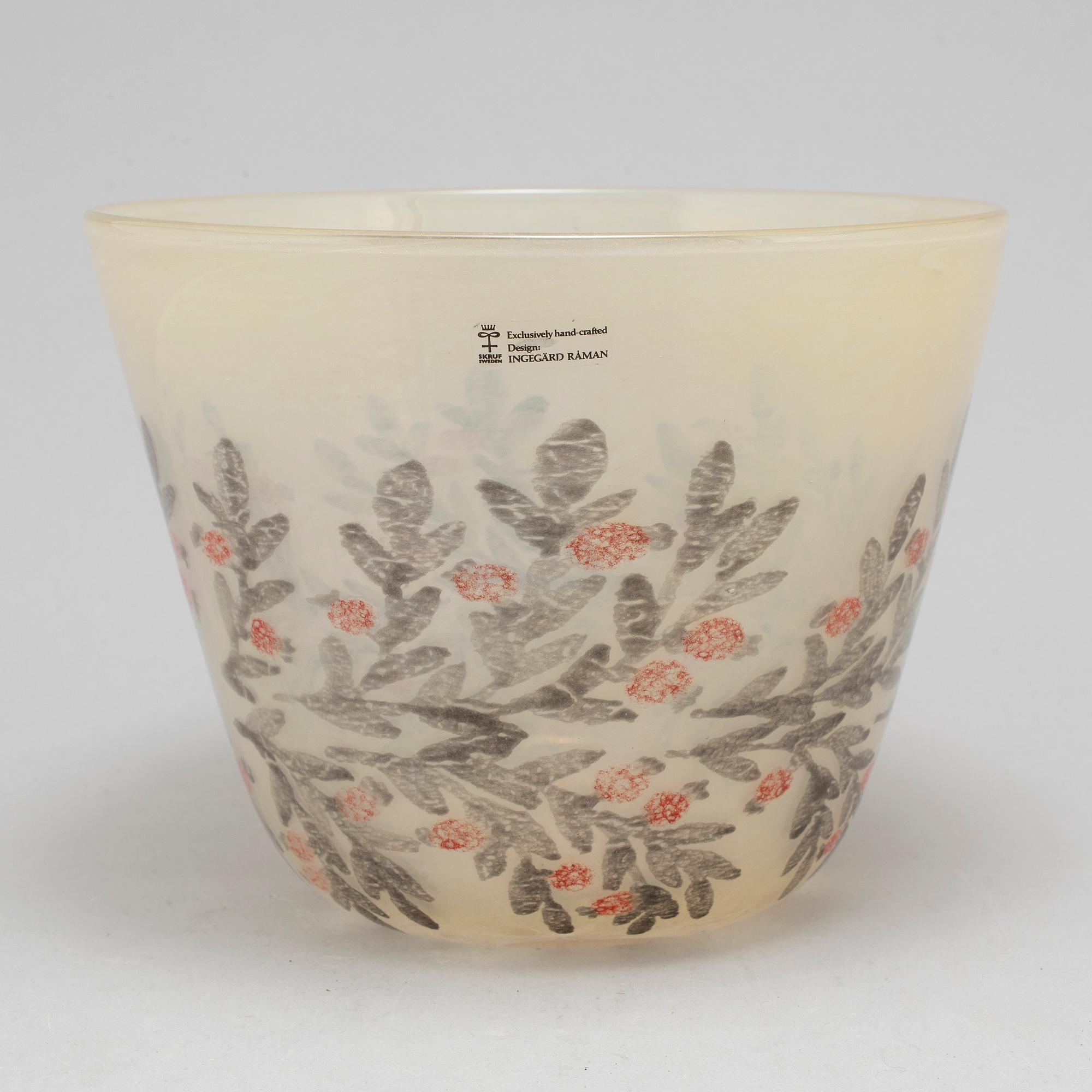 A glass bowl by Ingegerd Råman, Skruf, signed and numbered 2213