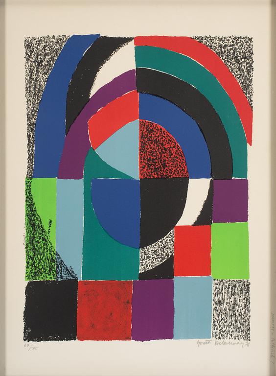 SONIA DELAUNAY, "Cathedrale", color litograph, signed and numbered 67/75.
