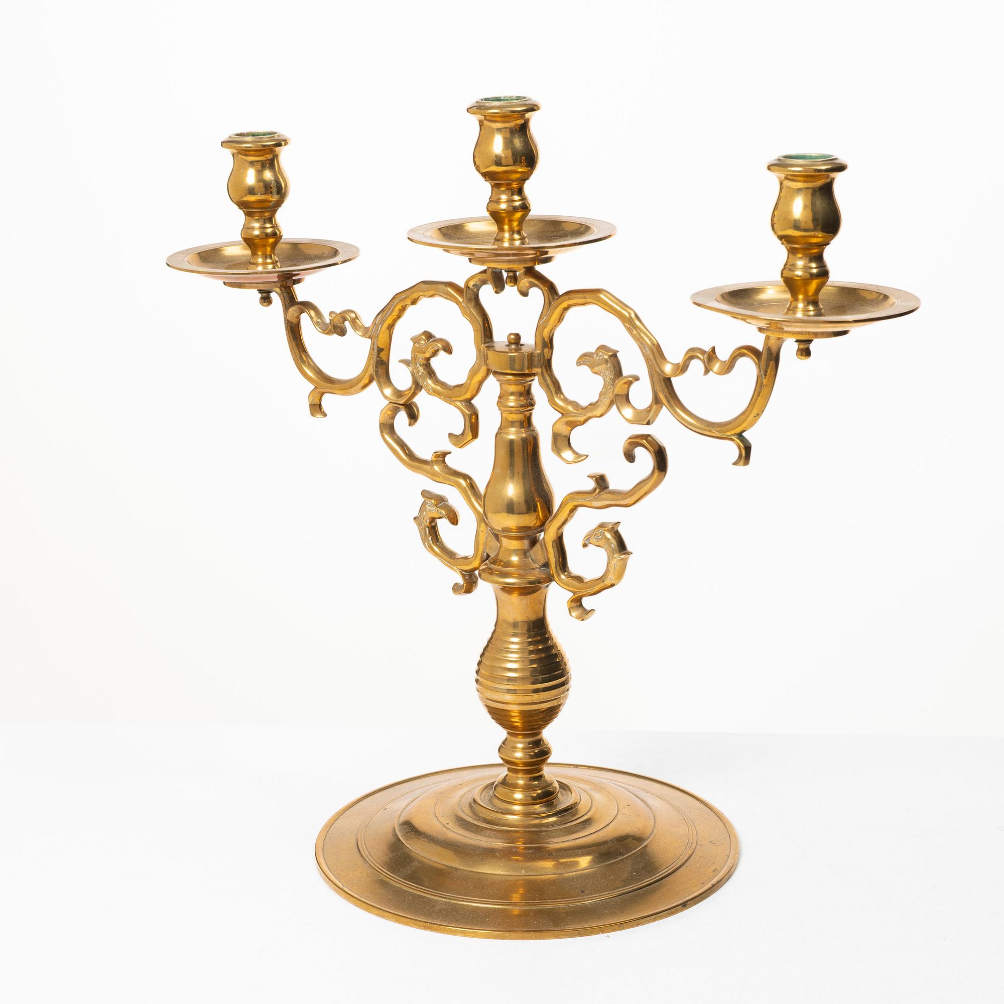A brass candelabrum, Gusums Bruk.
