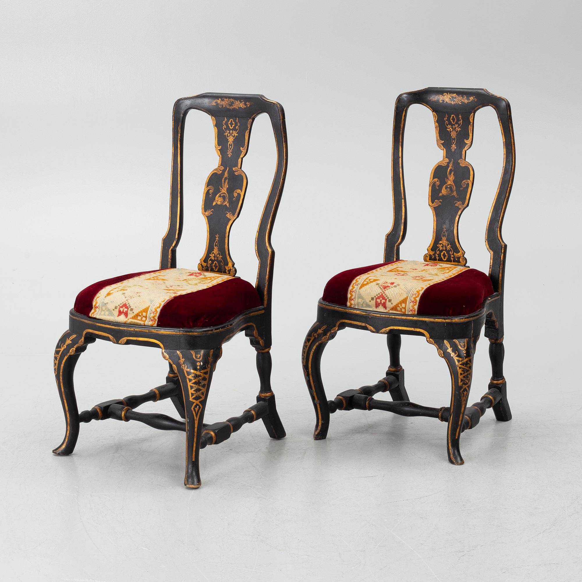 Stolar ett par, senbarock, 1700-tal.