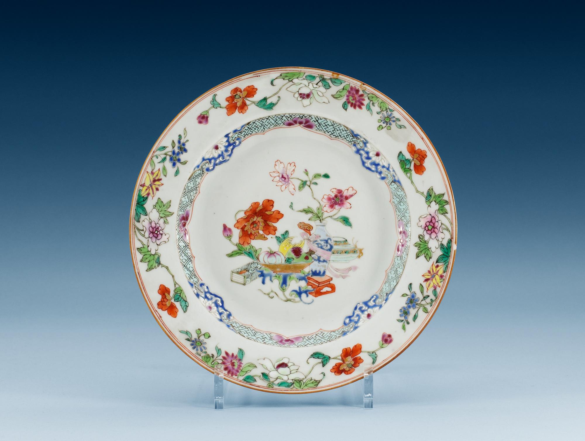 TALLRIKAR, 10 stycken, kompaniporslin. Qing dynastin, Qianlong (1736-95).