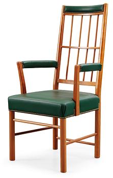 428. A Josef Frank cherrywood and green leather armchair, Svenskt Tenn, model 652.