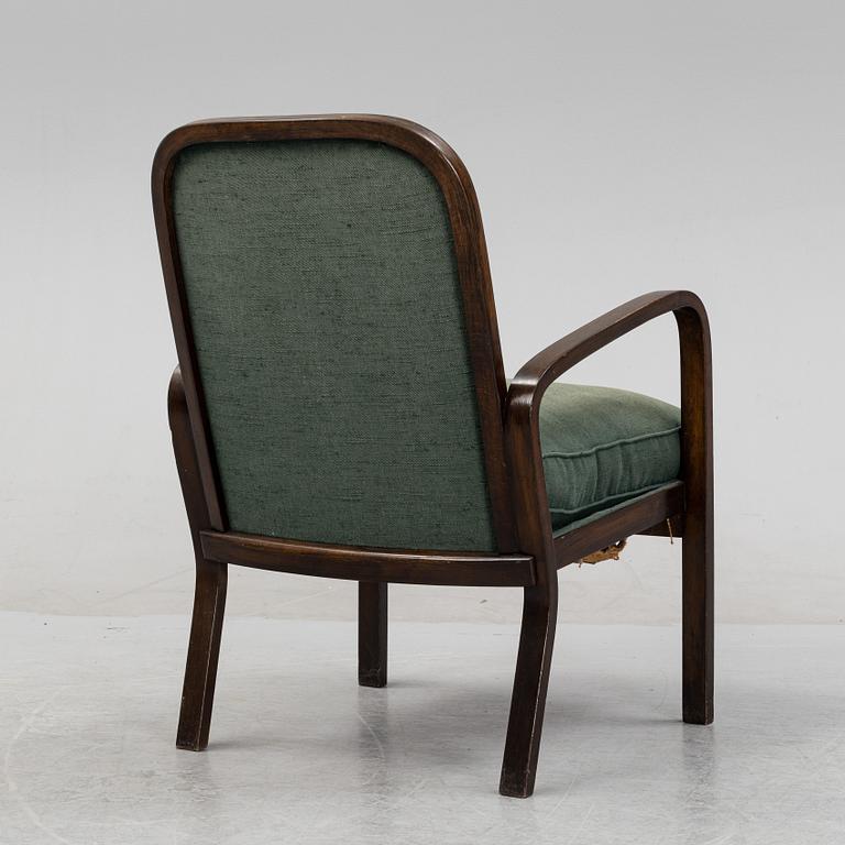 Sigurd Lewerentz, attributed, a stained beech easy chair, Gemla, Diö, 1930's.