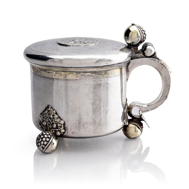A Swedish 17th century parcel-gilt silver tankard, mark of Henrik Reimers, Norrköping (active 1684-1693).