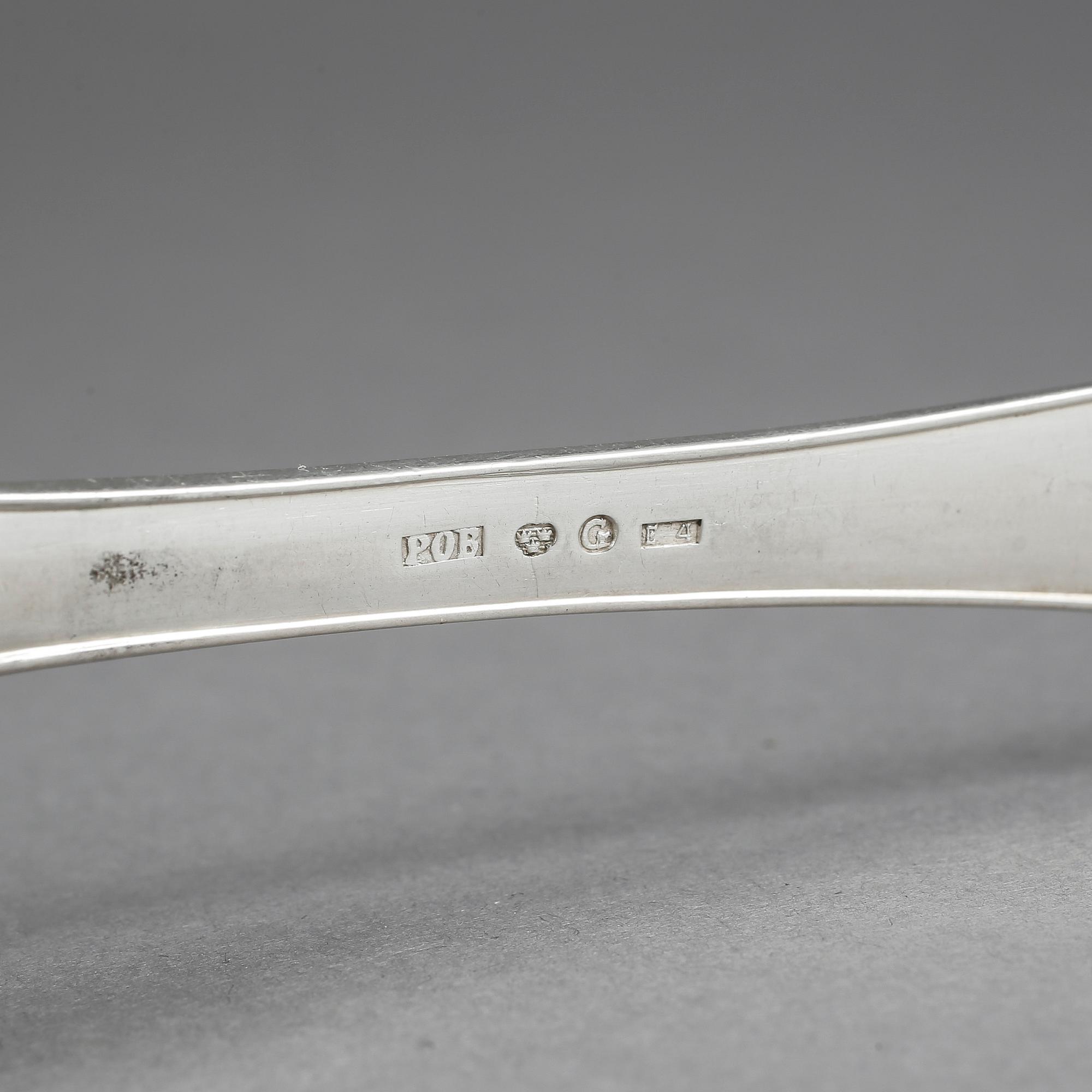MATSKEDAR, 6 st, silver, Pehr Olof Bäckström, Gävle 1835. Tot ca 363 gram.