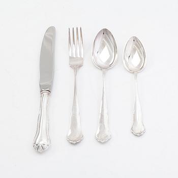 A 35-piece 'Chippendale' silver cutlery set, Auran Kultaseppä oy, Turku Finland 1989.