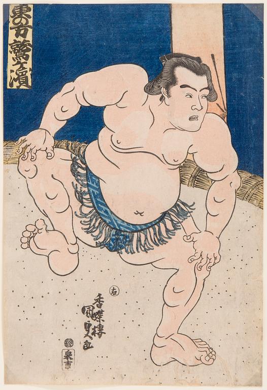 UTAGAWA KUNISADA (Toyokuni III)(1786-1864), color woodblock print. Japan, circa 1830. 'Washygayama'.