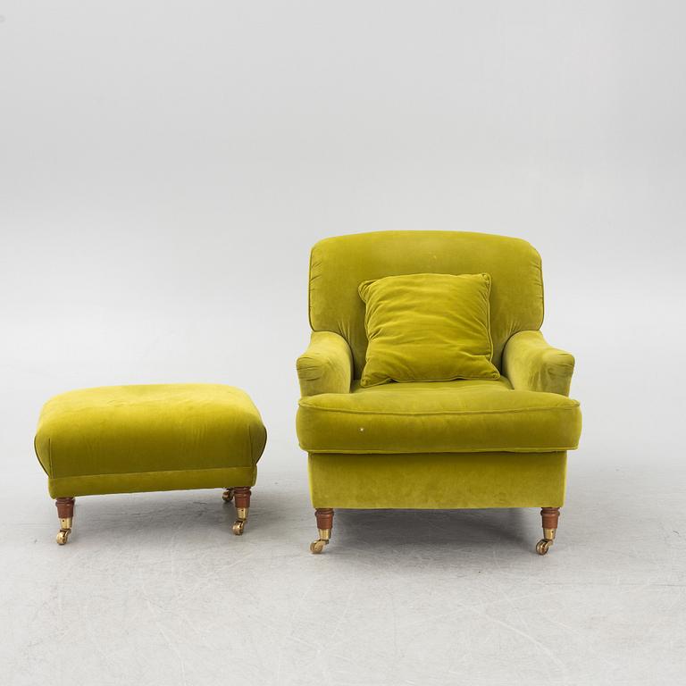 Armchair with footstool, Howard model, late 20th/early 21st century.
