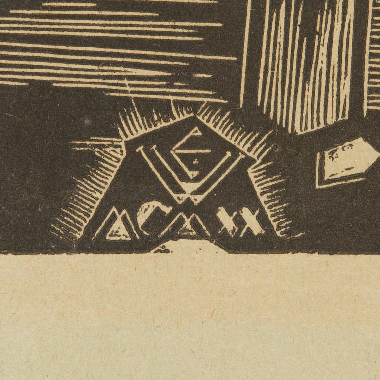 Eduard Wiiralt, linocut, mogoram signed in the print.