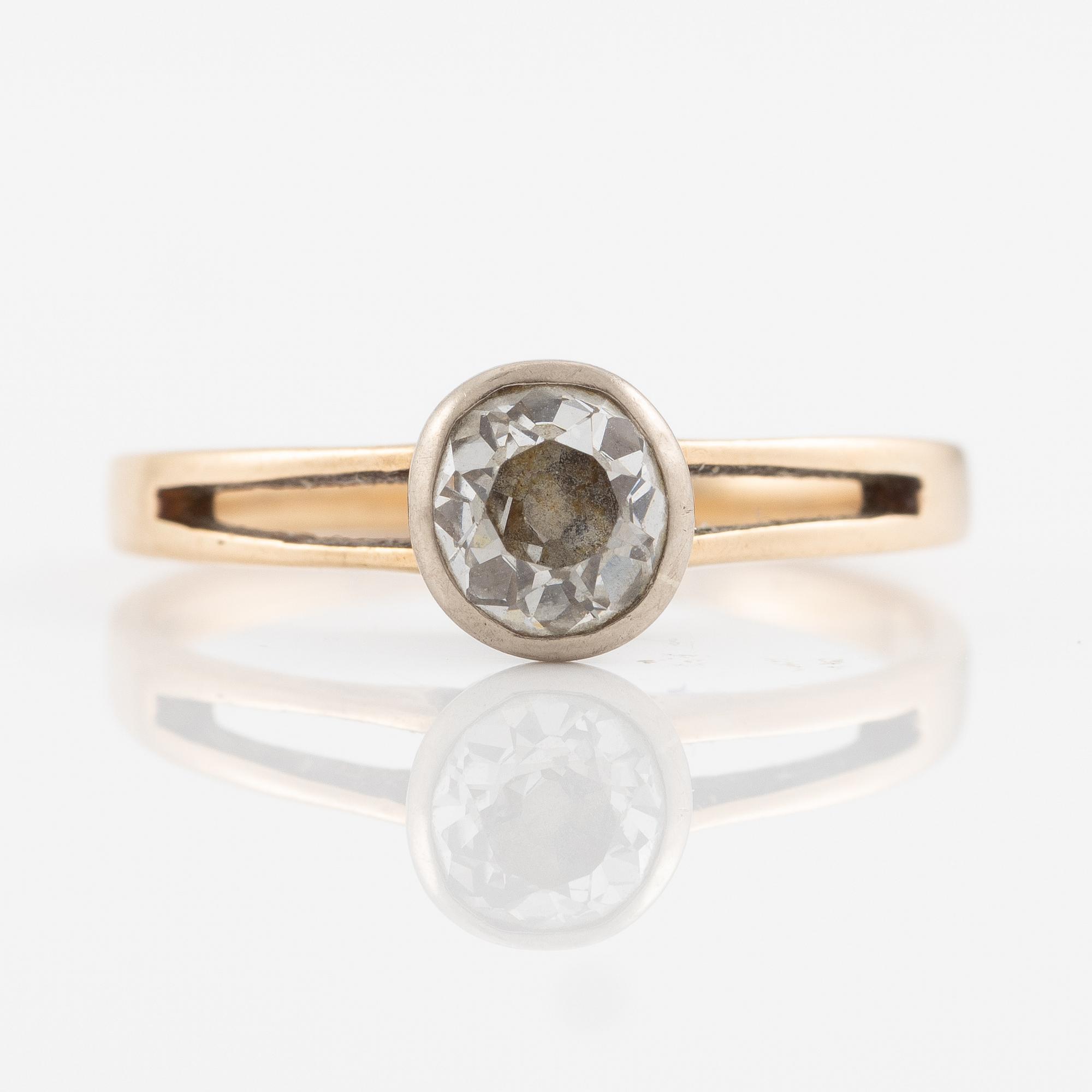 Ring, 18K gold and silver with old-cut diamond.