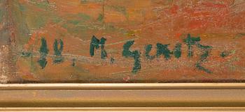 Meri Genetz, oil on canvas, sgined and unclearly dated.