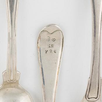 A set of silver cutlery, among others Emanuel Forssman, Växjö, 1855.