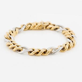 Bracelet 18K gold and white gold, curb chain link.