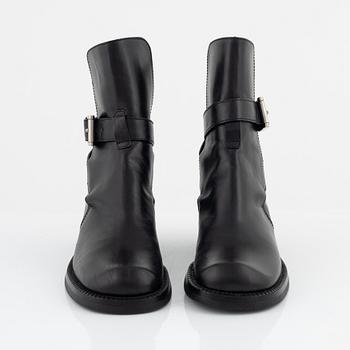Prada, black leather chelsea boots, size 37 1/2.