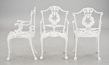 TRÄDGÅRDSGRUPP, 5 delar.  Chippendale-stil. 1900-talets andra hälft.