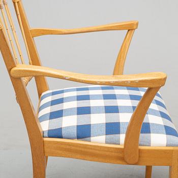 Josef Frank, stolar, modell 1165, 8 st + 2 karmstolar, Firma Svenskt Tenn, formgivna 1946-47.