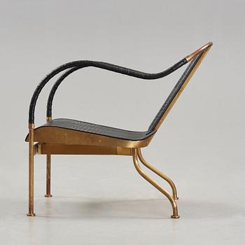 Mats Theselius, an 'El Rey' brass brass and leather easy chair, Värnamo, Sweden 1999.