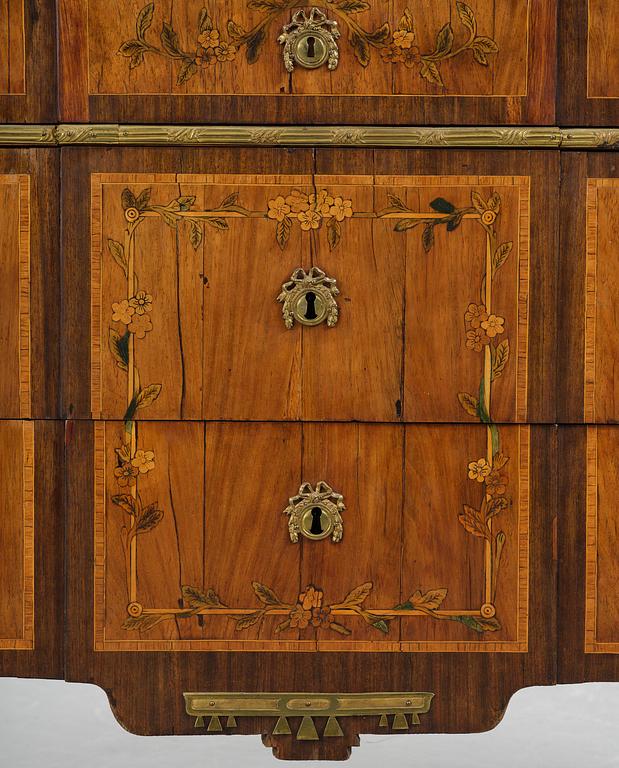 A Gustavian marquetry commode attributed to J. Hultsten (master in Stockholm 1773-94).