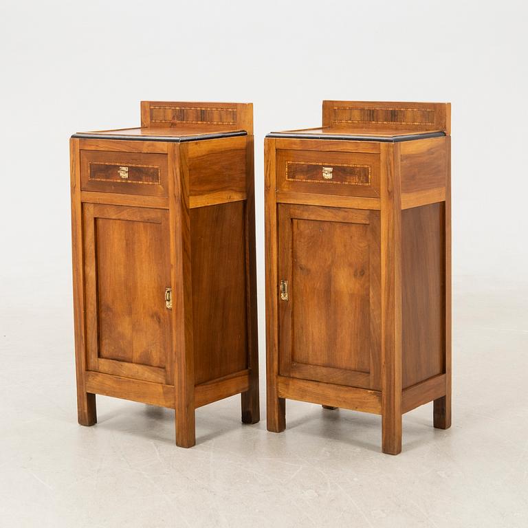 Bedside tables, a pair, first half of the 20th century.