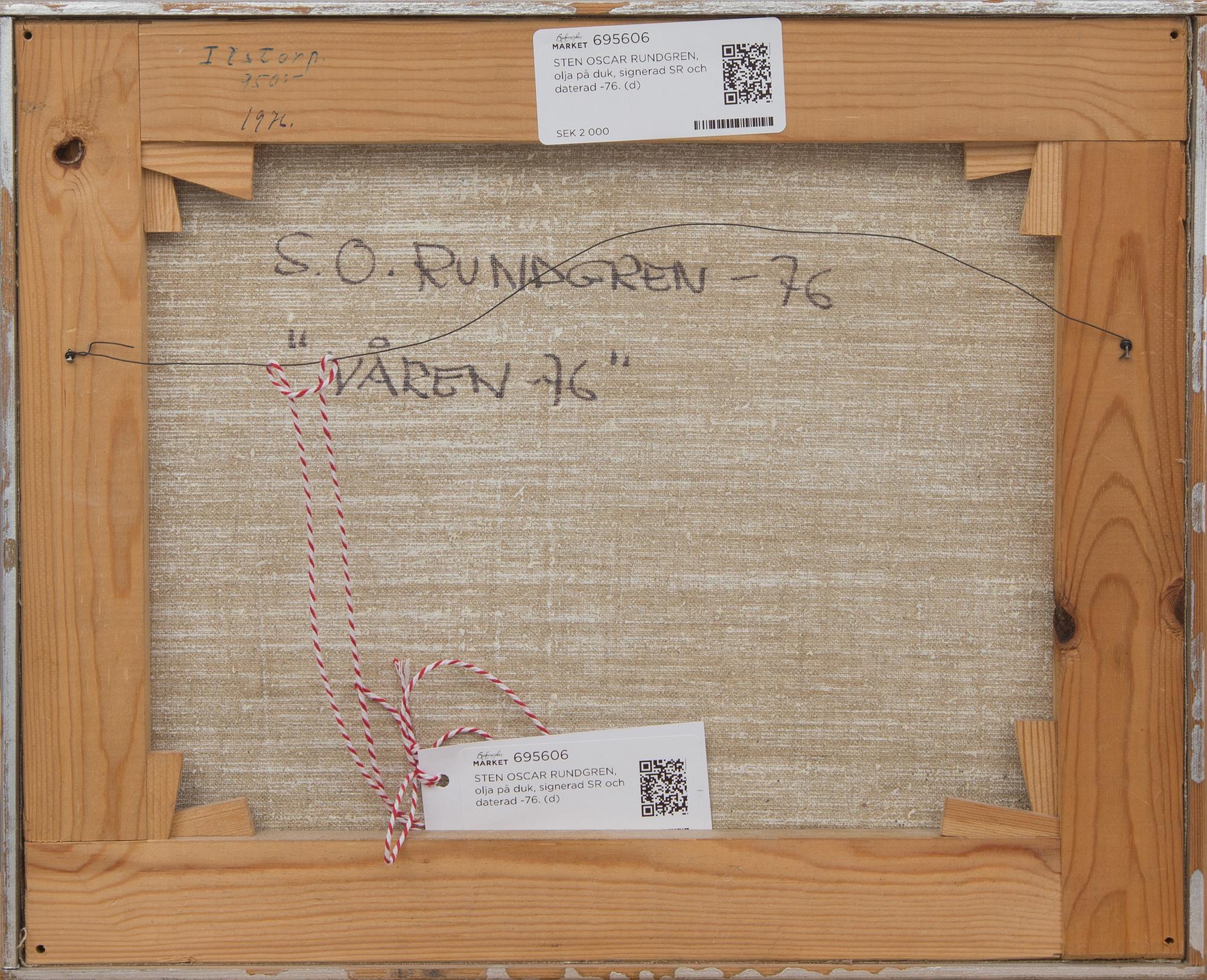 STEN OSCAR RUNDGREN, olja på duk, signerad SR och daterad -76.