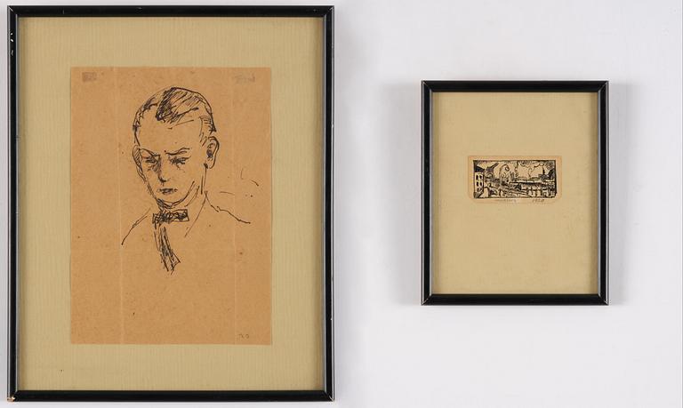 Axel Olson, A portrait and a harbour scene.