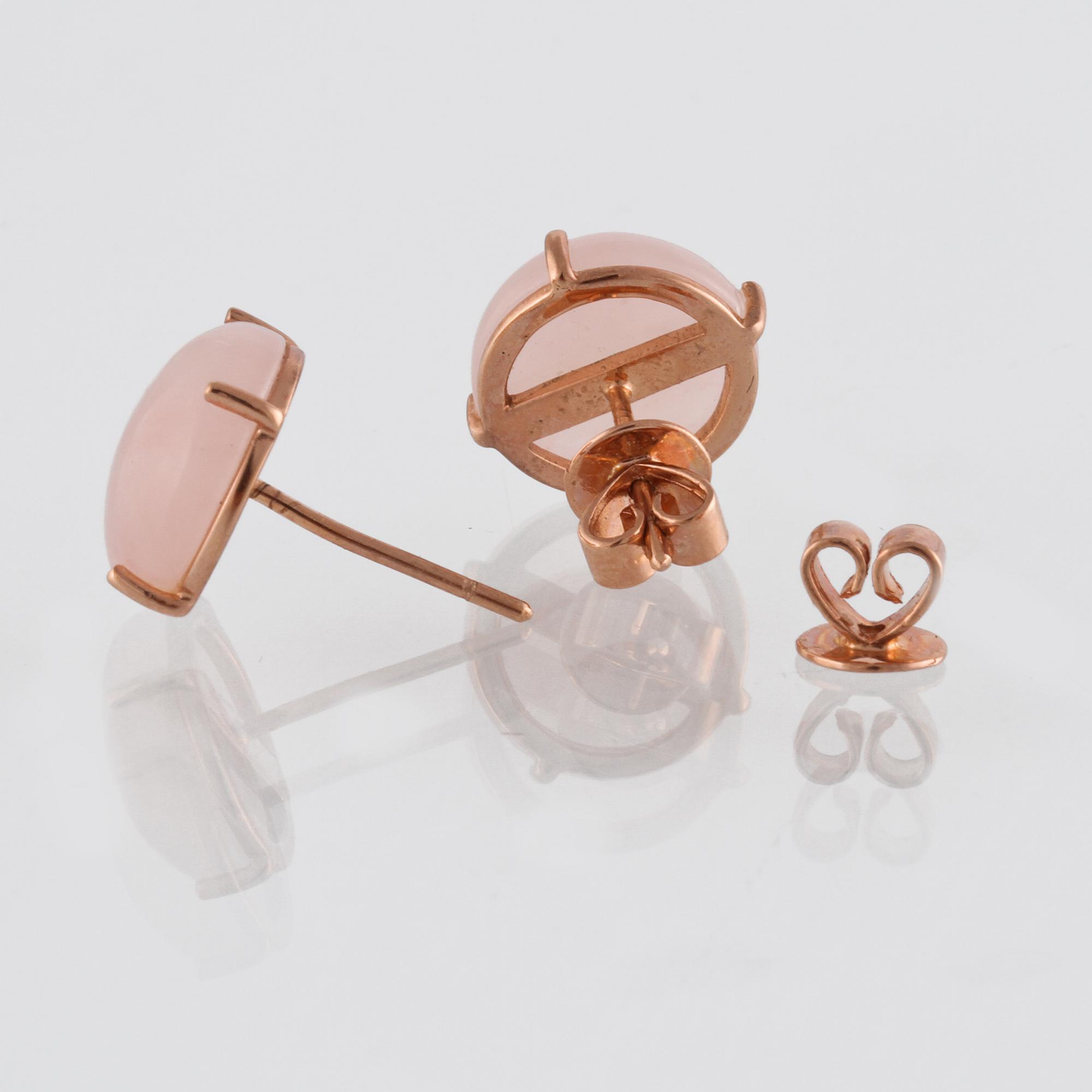 ÖRHÄNGEN, 18K roséguld troligtvis med cabochonslipad rosa kvarts. Vikt 5,5 gram.