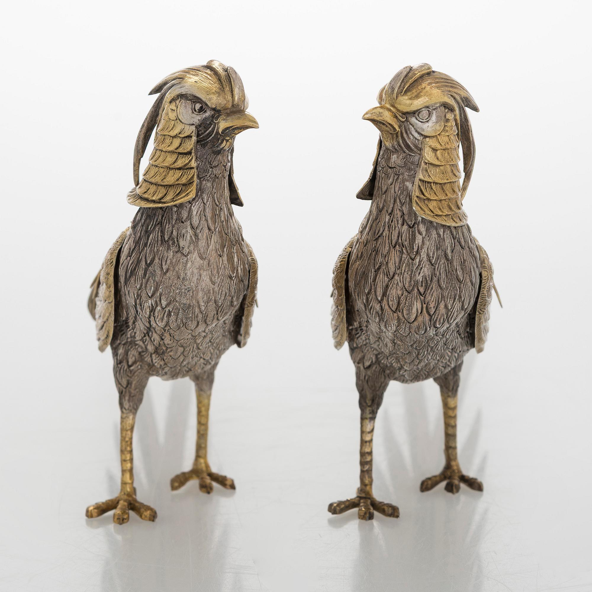 Bordsdekorationer, ett par, silver, Spanien kring 1900-talets mitt.