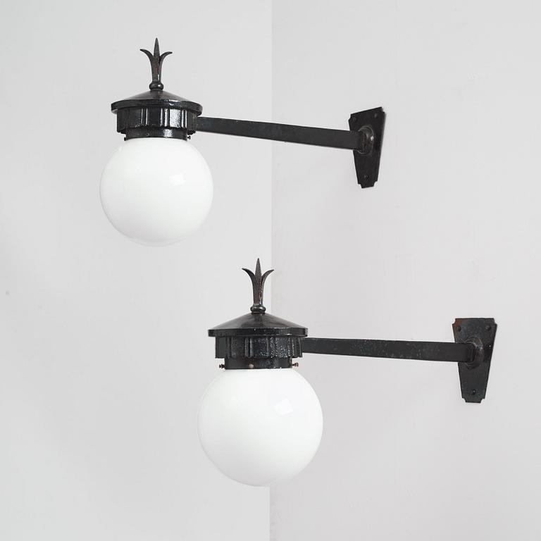 Harald Notini, a pair of large wall lamps,  model "8100", Arvid Böhlmarks Lampfabrik, 1920-30s.