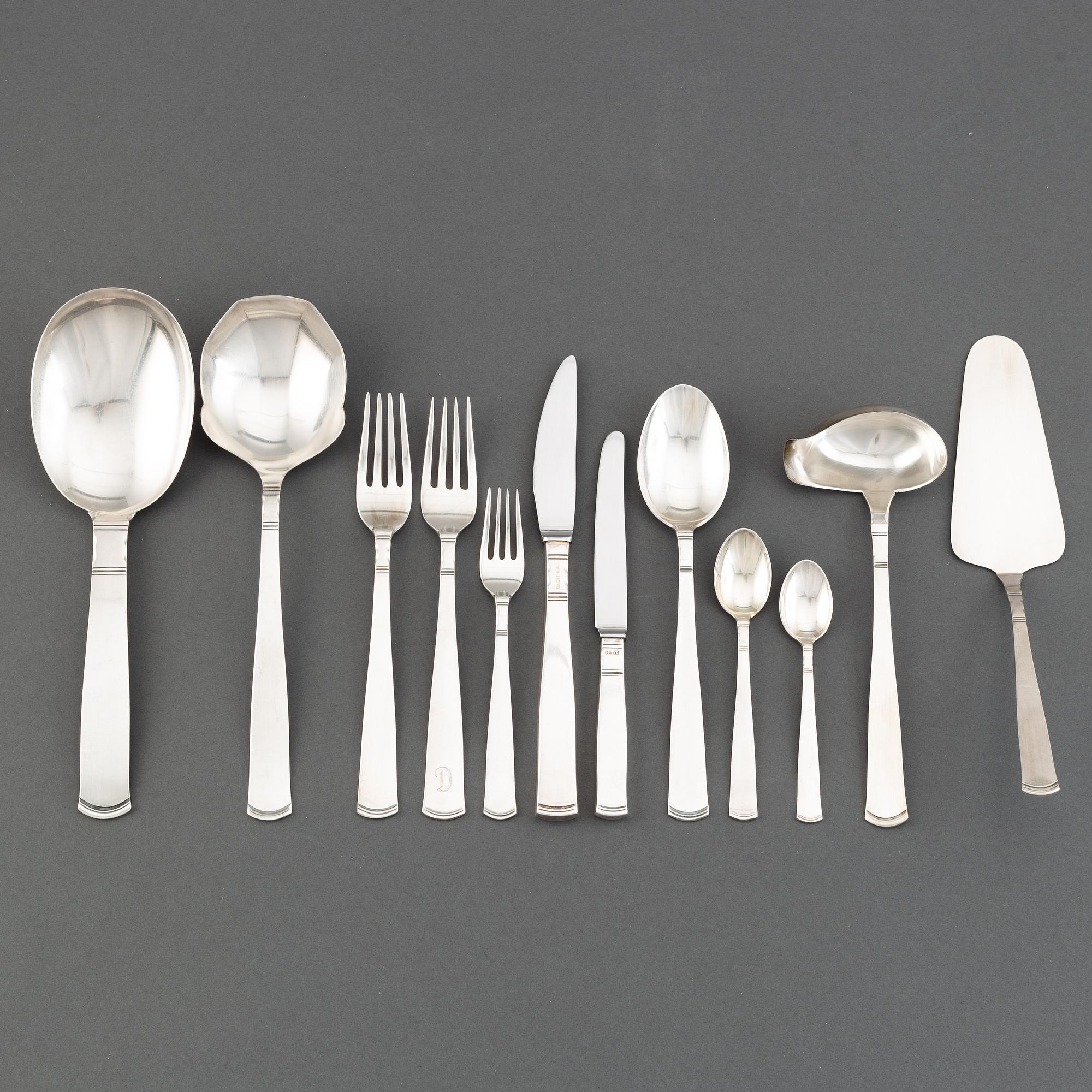 Jacob Ängman, a 'Rosenholm' silver cutlery service, GAB, (114 pieces).