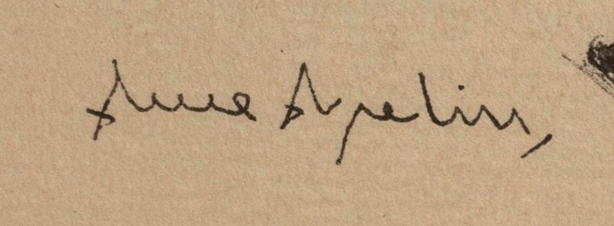 ARNE ASPELIN, teckning tusch signerad.