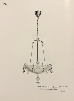 Erik Tidstrand, taklampa, modell "31160", Nordiska Kompaniet, 1940-tal.