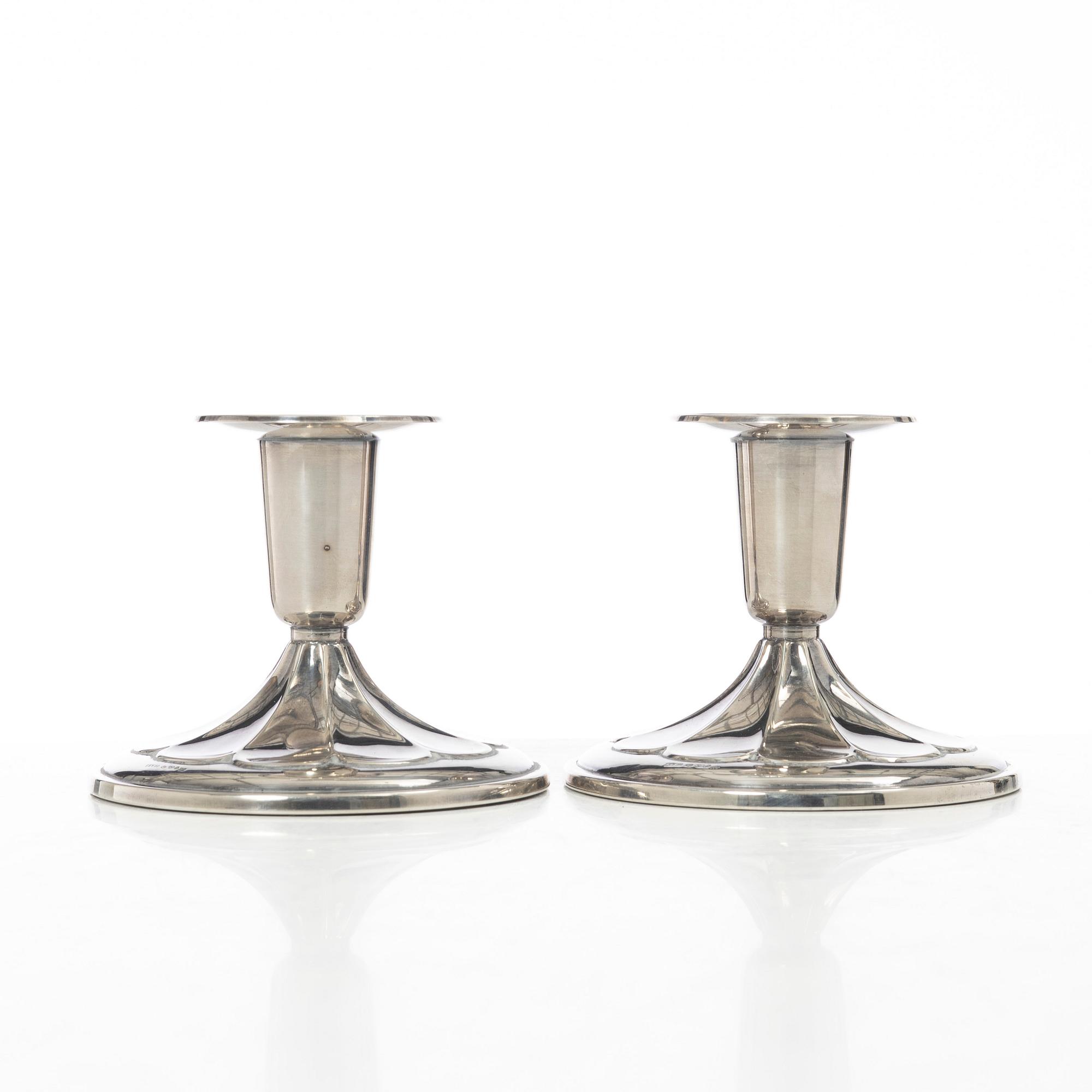 Ljusstakar, ett par, silver, Ceson, Göteborg, 1968.