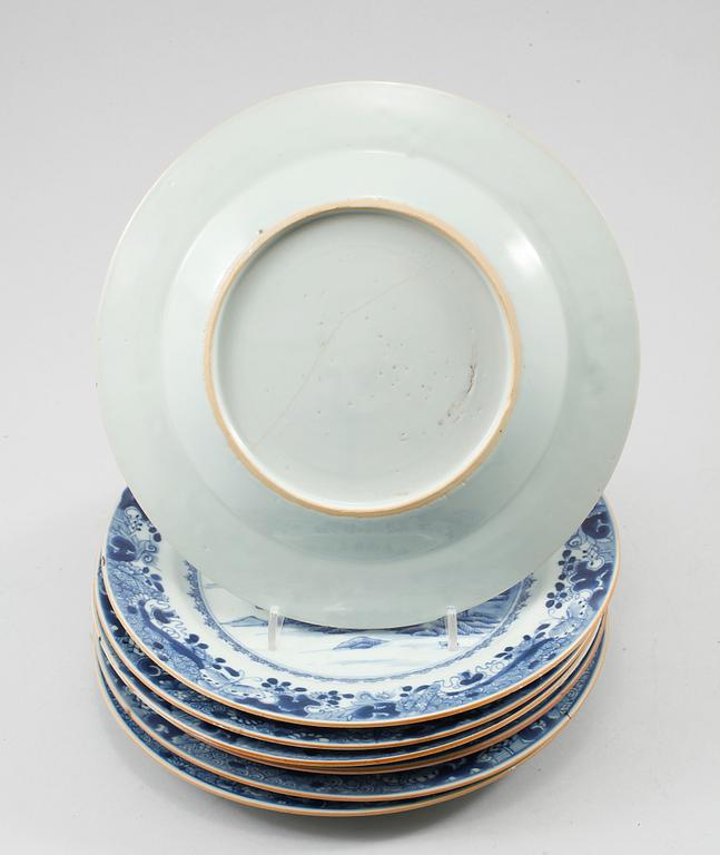 TALLRIKAR, 7 st, porslin, Kina, 1700-tal.