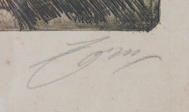 ZORN, ANDERS. Etsningar, 2 st, sign o dat 1898 resp 1916.