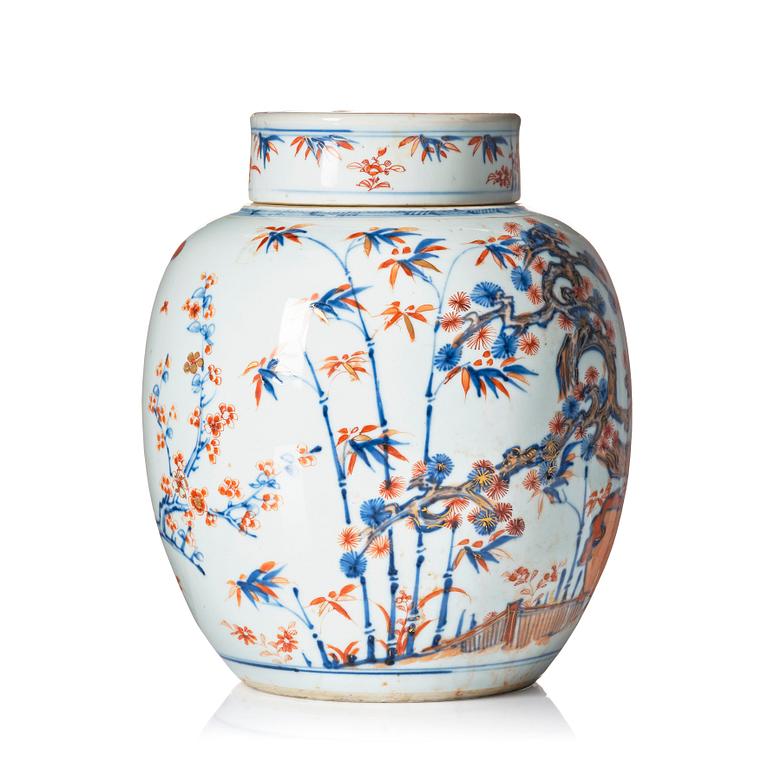 An imari jar with cover, Qing dynasty, early 18th Century.